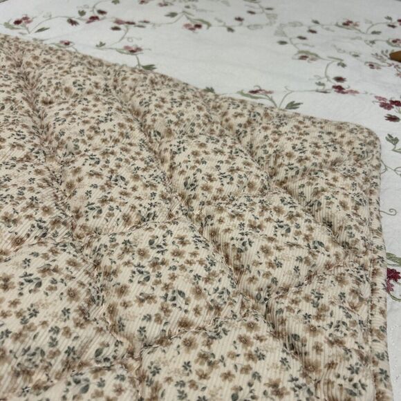 Pottery Barn Brown Green Floral  Print  Corduroy European Shams - Set of 2 28x20 - Picture 5 of 11